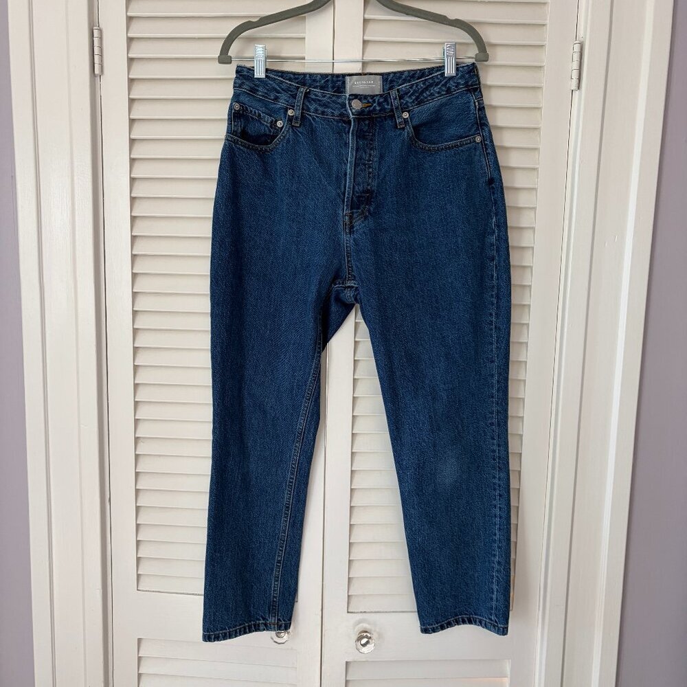 Everlane The Curvy 90s Cheeky Straight Jean 30 crop blue button fly
